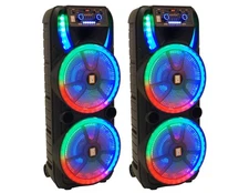2 MR DJ HOLLYWOOD+ Dual 15" Rechargeable Portable Bluetooth Karaoke Speaker