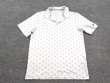 Adidas Shirt Mens Small White Short Sleeve Logo Golf Polo Performance AOP