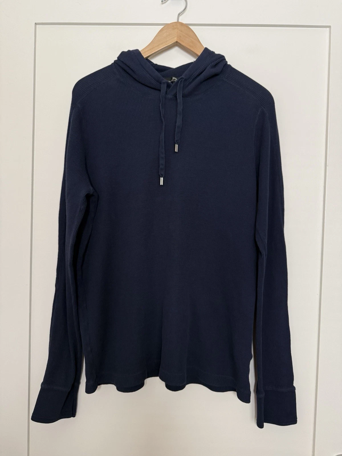RLX Ralph Lauren Hoodie Mens Sz XL Navy Thermal Waffle Knit Long Sleeve Golf