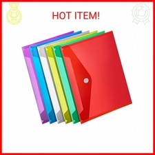 LEOBRO Plastic File Folders for Documents, 6 PCS Plastic Envelopes, Reusable Cle