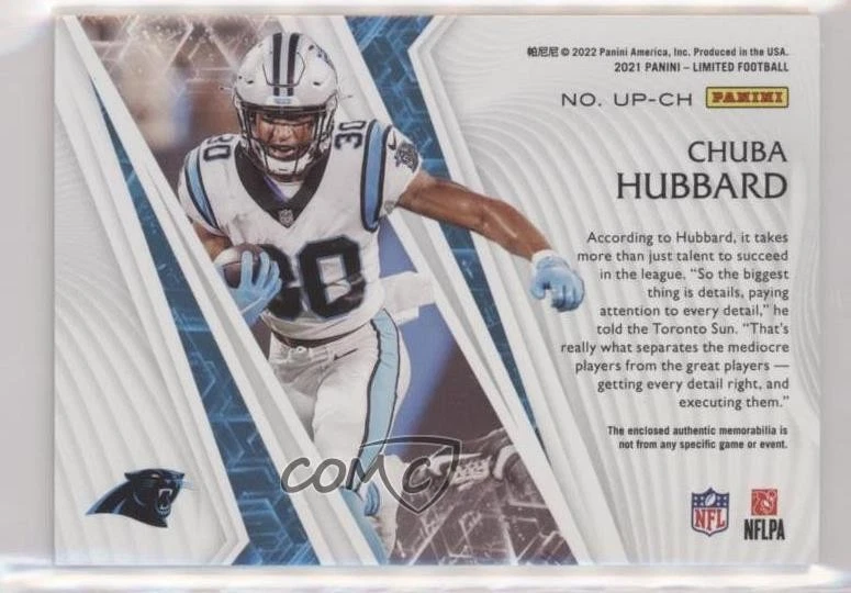 2021 Limited Unlimited Potential Spotlight Silver /50 Chuba Hubbard Rookie RC - Image 2 of 2