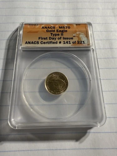 2021 $5 ANACS MS70 Gold Eagle Type 2 First Day of Issue #141 of 221