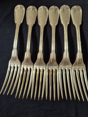 6 Christofle Alfénide Silverplate Dinner Forks France Flatware Set Vintage