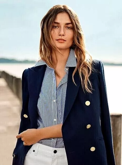 ZARA WOMEN TAILORED DOUBLE BREASTED BLAZER NAVY JACKET 2753/022 2753/122