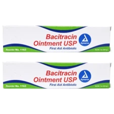 2 Pack Dynarex Bacitracin First Aid 1163 Antibiotic Ointment 1Oz Tube Each