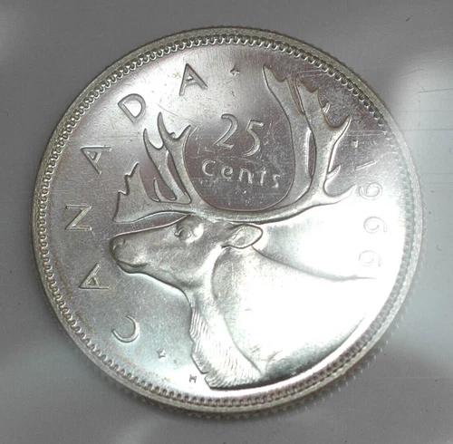1966 Silver Canada quarter from original roll uncirculated