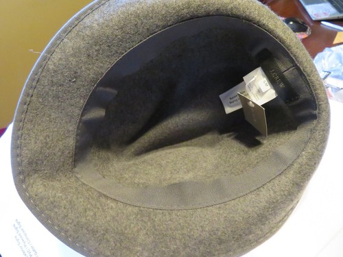 NUEVO CON ETIQUETAS J. Crew UNISEX S/M Fedora Gris Fieltro 100% Lana Sombrero Gorra Sin Forrar - Imagen 3 de 4
