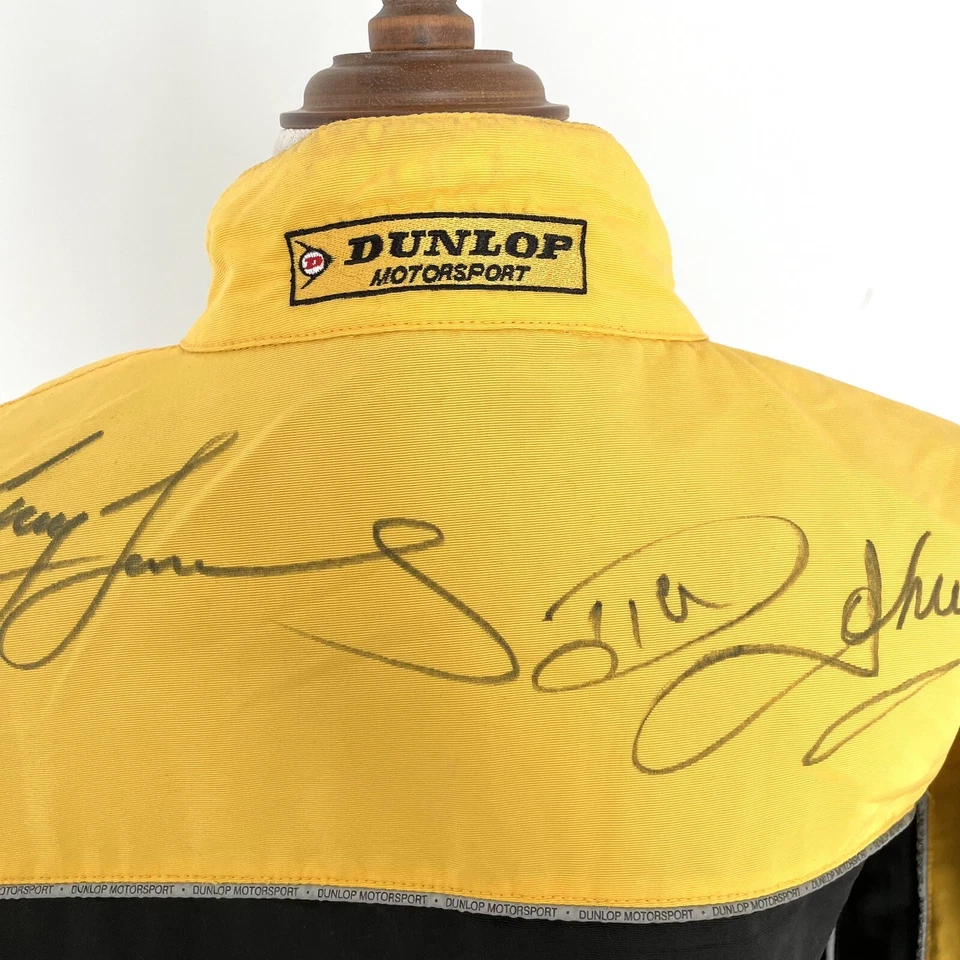 Chaqueta Dunlop Motorsport Para Hombres Firmada por Dick Johnson con Cremallera Negra Amarilla Talla 3XL Foto 4 de 4