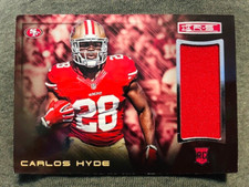 2014 Panini Rookies & Stars Carlos Hyde Rookie RC Materials Jersey Relic Card. rookie card picture