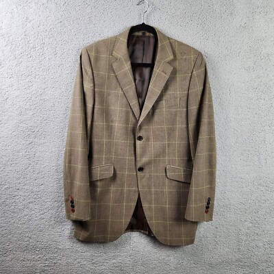 BEN SHERMAN Men's Pea Coat Plaid Jacket, Size M in Brown