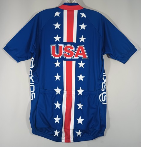 Skins USA Cycling Jersey Small Red White Blue Shirt Italy Made Cyclist Full Zip - Picture 5 of 15