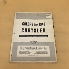1942 ‘42 Chrysler Exterior Color Paint Chip Sample Chart - DuPont Bulletin 12