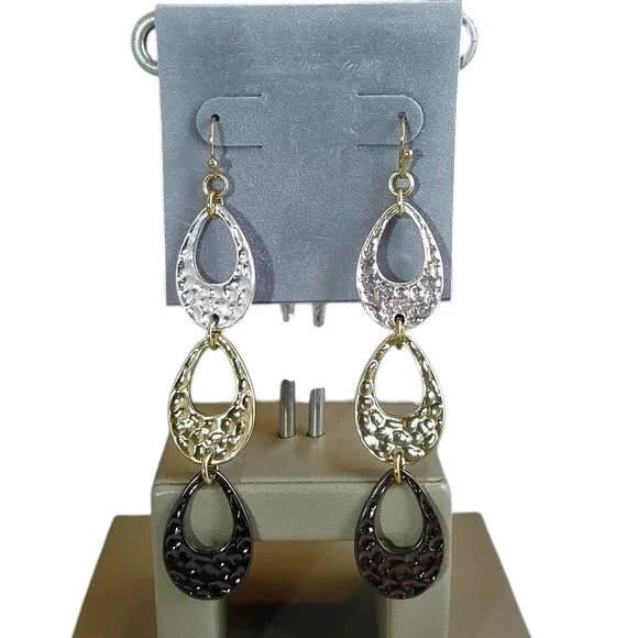 Pendientes de gancho de metal martillado multicolor de moda Talbots para mujer nuevos con etiquetas Foto 2 de 4