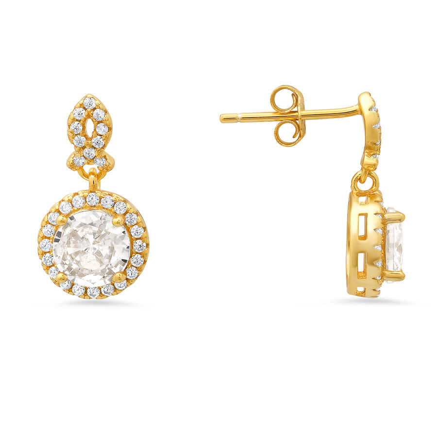 Серьги-гвоздики Kylie Harper из 14-каратного золота поверх серебряных висячих сережек-гвоздиков Halo CZ