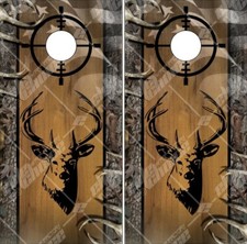 Buck Head Wood Camo Cornhole Wrap Bag Toss Skin Decal Sticker Wraps