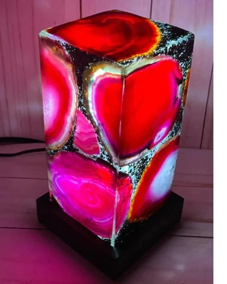 Lámpara de noche de piedra de ágata para dormitorio Lámpara de mesa decorativa de ágata Foto 2 de 3