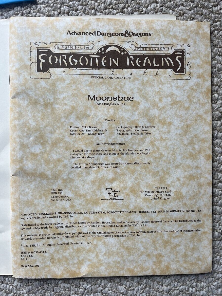 Moonshae Forgotten Realms Advanced Dungeons & Dragons 9217 W Moonshae Forgotten Realms Advanced Dungeons & Dragons 9217 W