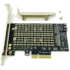 M.2 NGFF to Desktop PCIe x4 x8 x16 NVMe SATA Dual SSD PCI Express Adapter Card