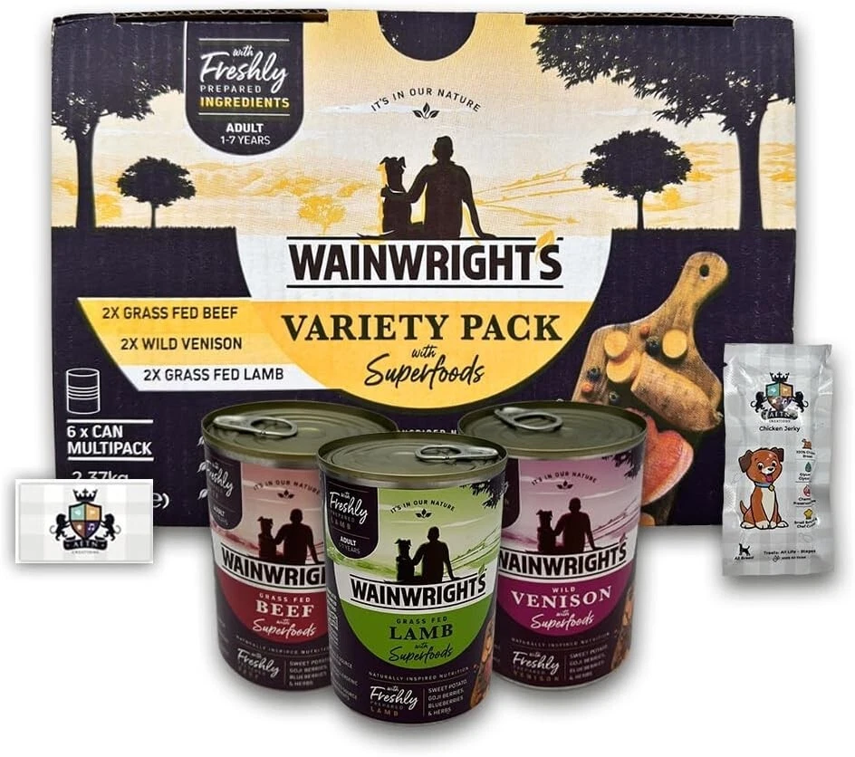 AETN Creations Wainwright's Superfoods Wet Adult Dog Food Mix Pack 6x395g +Treat
Opens in a new wind