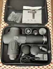 Massage Gun New Electric Percussion Massager 30 Speed Touchscreen 6 Attachments