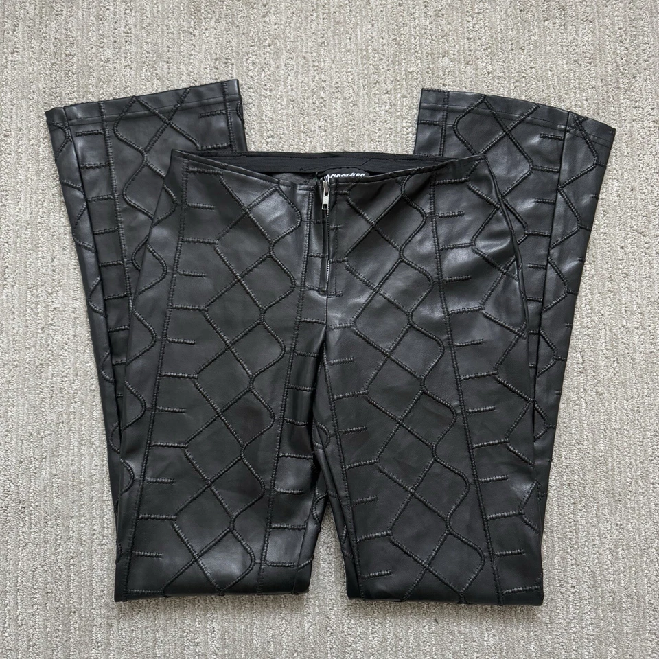 VTG 90s Lip Service Sex in The Saddle Low Rise Flare Vegan Leather Pants M USA