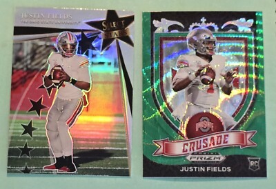 JUSTIN FIELDS Rookie Crusade Green Prizm Select Stars Silver Prizm Ohio St (2)