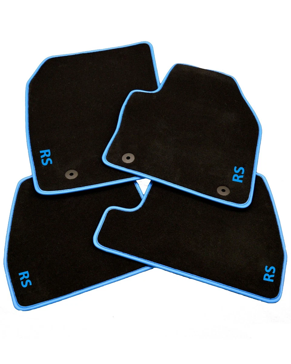 Custom Luxury Car Floor Mats To Fit In Ford Focus RS MK3 inc logos Blue binding