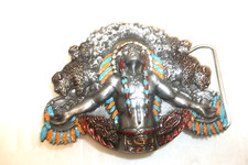 Vintage Indian Warrior Belt Buckle - Siskiyou  3.5"w x 3"h 1981