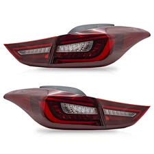 RED CLEAR LED Taillights w/ Sequential Turn for Hyundai Elantra 2011-2016 Sedan