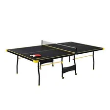 Official Size Table Tennis, 15mm, 4 Piece, Pong Table, Black/Yellow, by MD Sport