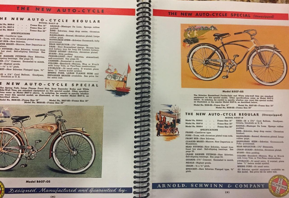 COLOR BOOK prewar 1933 to 1941 SCHWINN BICYCLES antique