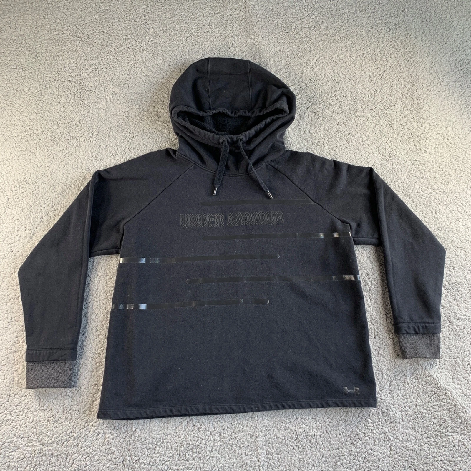 Under Armour Hoodie Sweatshirt Mens XL Loose Pullover Fleece Lined Black Sports