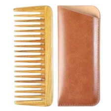 Onedor Handmade 100% Natural Green Sandalwood Extra Wide Tooth Pocket Comb