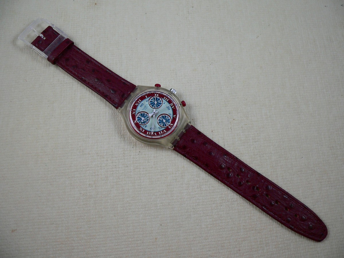 1993 Swiss Swatch Watch Chronograph Windmill SCK103 Leather  display picture 1