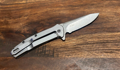 Kershaw 2044 Outcome Assisted Flipper 2.8'' Stonewashed Drop PointBlade Knife GR8