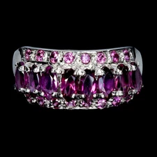 925 Sterling Silver Ring Oval Rhodolite Garnet5x2.5mm Gemstone Jewelry Size 8