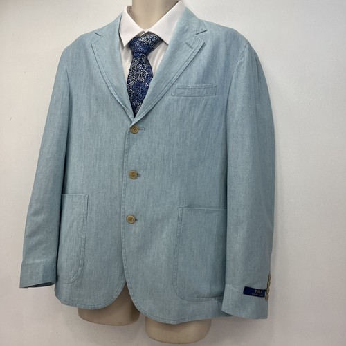 Polo Ralph Lauren Chambray Jacke Sport Mantel Blazer Hellblau Herren 42 S Neu mit Etikett - Bild 3 von 19