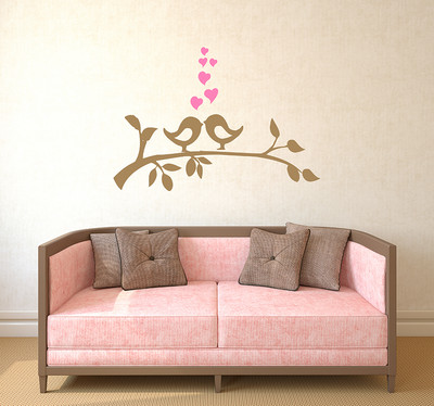 Birds On Branch Wall Decal Love Bird Decal Hearts Vinyl Sticker Home ...