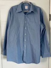 Men's Size 17- 4/5 Brooks Brothers 346 Long Sleeve Button Up Shirt Blue Plaid