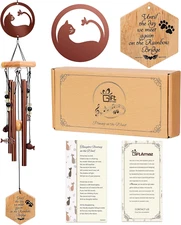 Cat Memorial Wind Chime, 24 Inch Pet Sympathy Wind Chimes for Outdoor Garden Pat