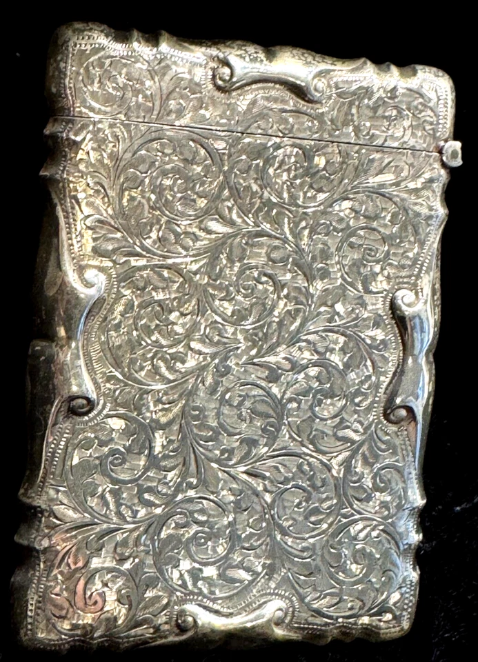 ESTUCHE DE PLATA ESTERLINA ESCULPIDO INGLATERRA 1907 ART NOUVEAU Foto 2 de 4