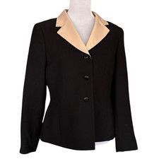 Kasper Petite vintage 90s black champagne single breasted women's blazer sz 10P