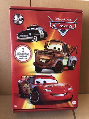 DISNEY CARS DIECAST - RS 3er-Pack mit Rusteze Lightning McQueen, Sheriff & Mater