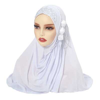 Flower Rhinestone Women Muslim Instant Scarf Hijab Full Cover One Piece Turban