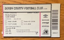 Derby County v Leeds United Ticket Sky Bet Championship 21/2/18 (2017-2018)