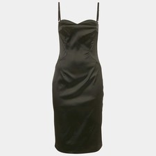 DG Black Satin Strappy Sheath Dress M