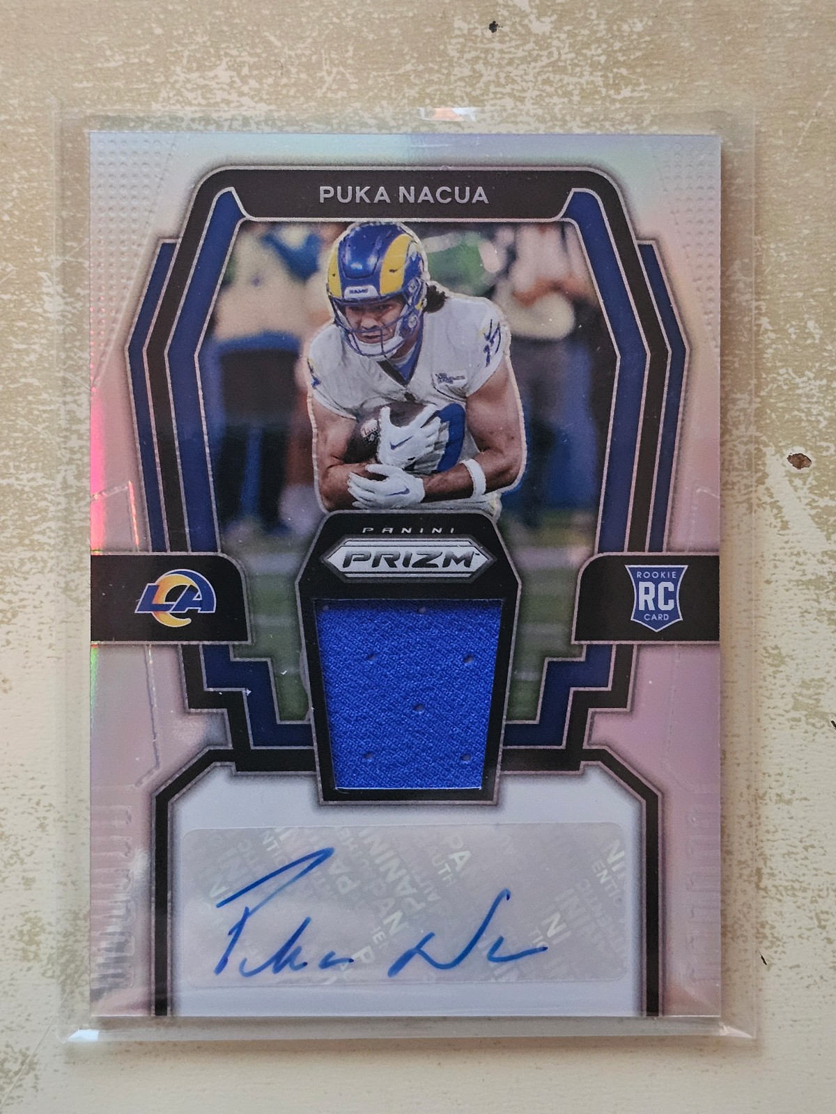 2023 Panini Prizm Puka Nacua Silver Rookie Patch Auto /99