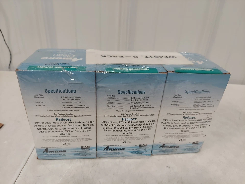 Amana Clean n Clear Refrigerator 3 pack Replacement Cartridge Filter Model WF401 - Image 4 of 4