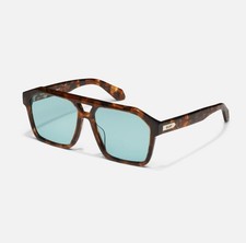 NEW Quay Soundcheck Amber Tort Frame / Aqua Lens square aviators SKU 80877 Case