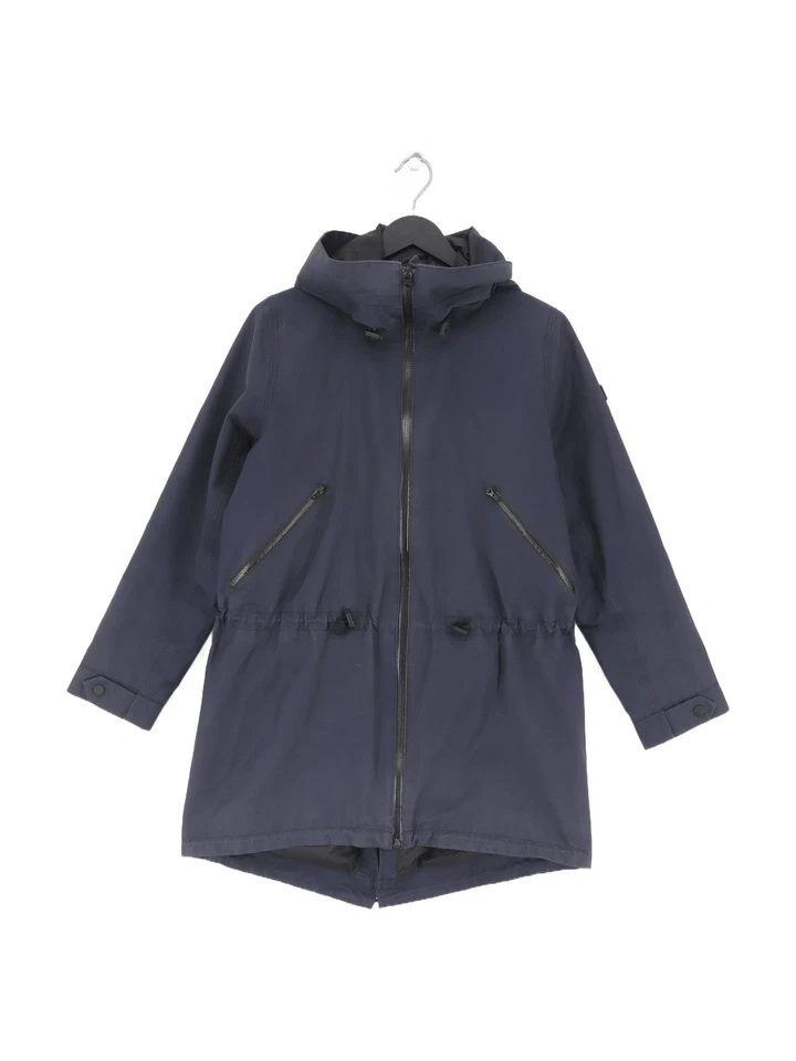 Aigle Women's Jacket UK 8 Blue Cotton with Polyamide Rain Coat